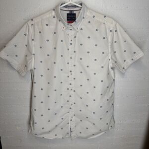 Denim & Flower by Ricky Sing Men Slim Fit Nautical Short Sleeve Button-Down Med